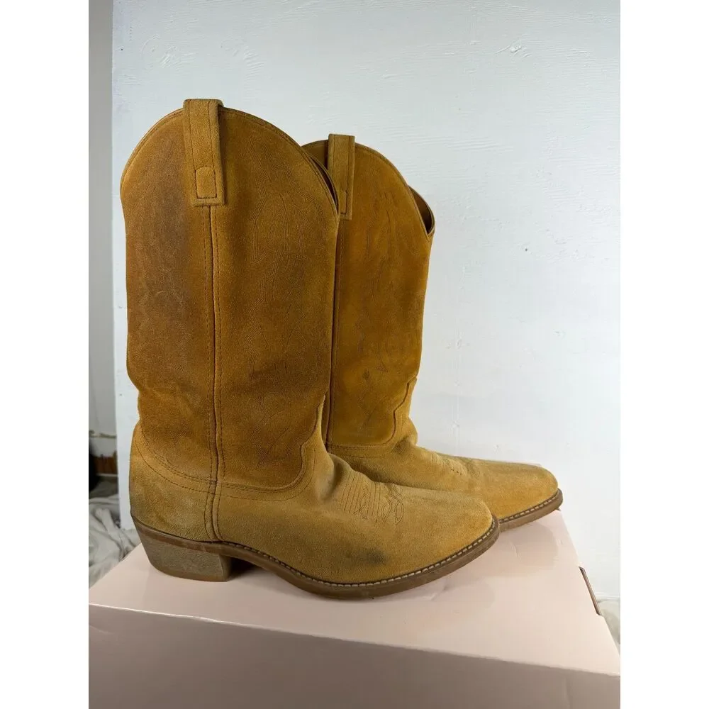 Vintage Laredo Cowboy Boot Mens 10.5 Extra Wide Drew 68216 Tan Suede Western EW